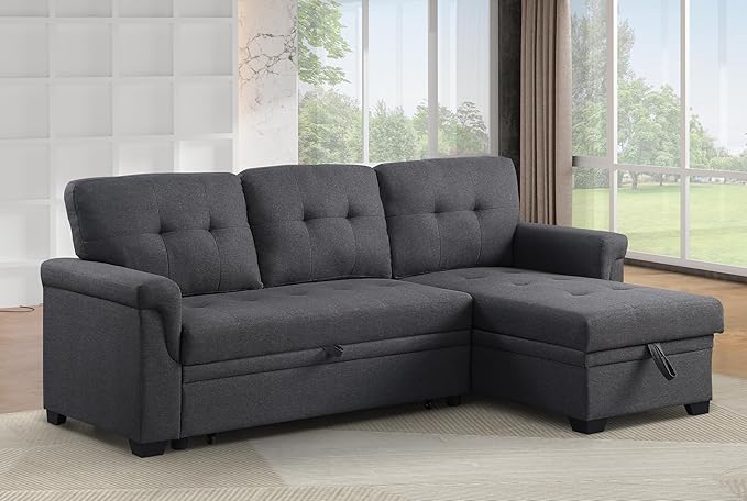 Ball & Cast L-Shape Reversible Sectional Sleeper Sofa Bed 4 in 1 Pull Out Couch - Image 5
