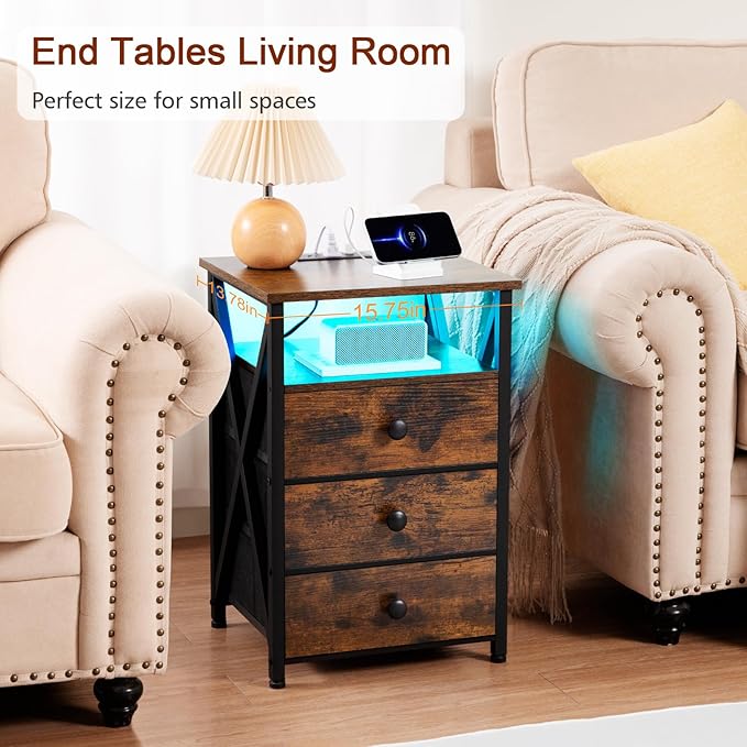AMHANCIBLE Night Stand Set 2, LED Nightstand - Image 8