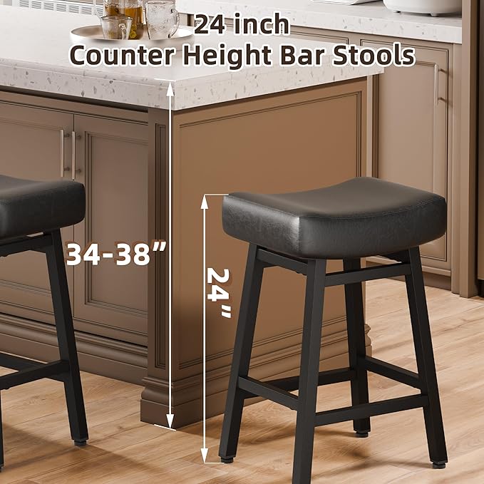 Counter Height Bar Stools Set of 6, 24 Inch Backless BarStools - Image 8