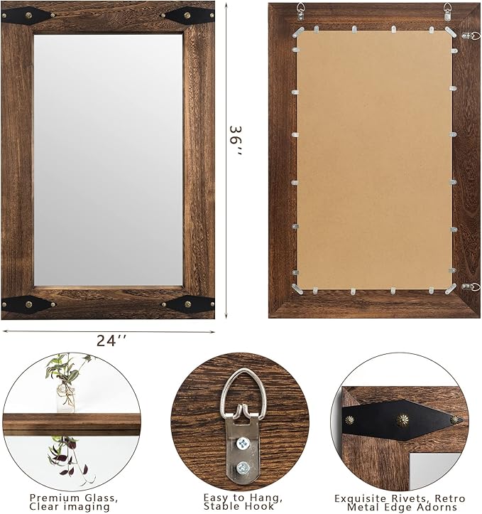 Farmhouse Rustic Mirror Wood Framed - Image 7