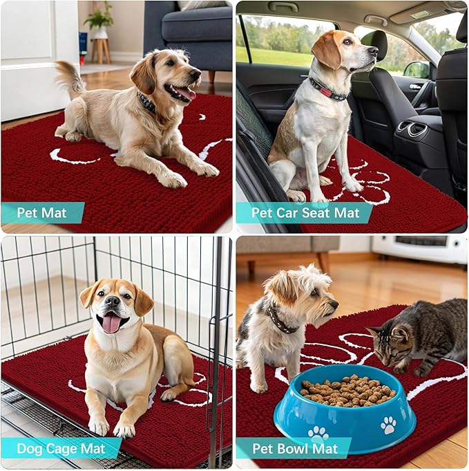 OLANLY Door Mat for Muddy Dog Paws 24x16, Ultra Absorbent Chenille Mud Doormat - Image 7