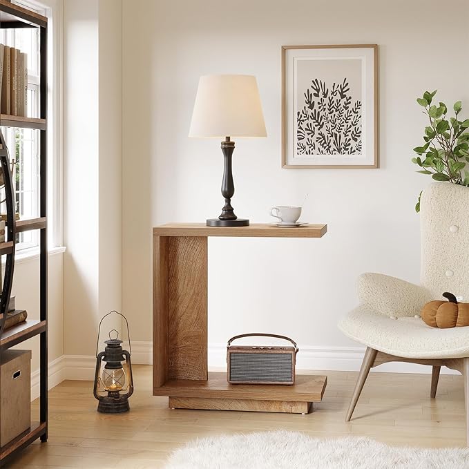 LITTLE TREE C-Shaped Side Table Set of 2, Narrow 2-Tier End Table - Image 4