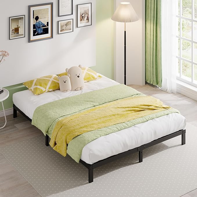 EMODA Queen Bed Frame No Box Spring Needed 6 Inch Heavy Duty Metal Platform - Image 7