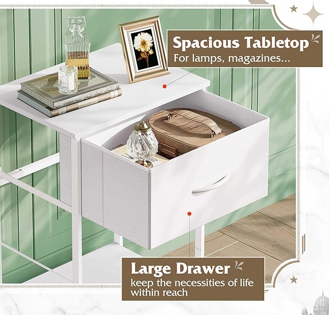 WLIVE White Nightstand, Night Stand - Image 5