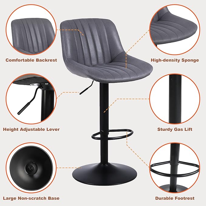 Bar Stools Set of 3, Swivel Counter Height Barstools - Image 5