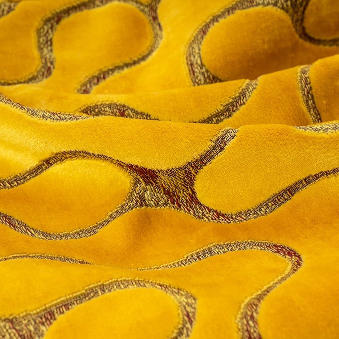 Yangest Yellow Square Throw Pillow Cover Wavy Velvet Cushion Cover Modern - Image 3