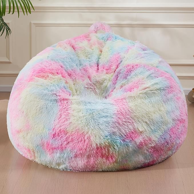 6FT Fur Comfy Bean Bag Cover for Living Room, Big Fluffy Stuffed Animal Storage by Unknown