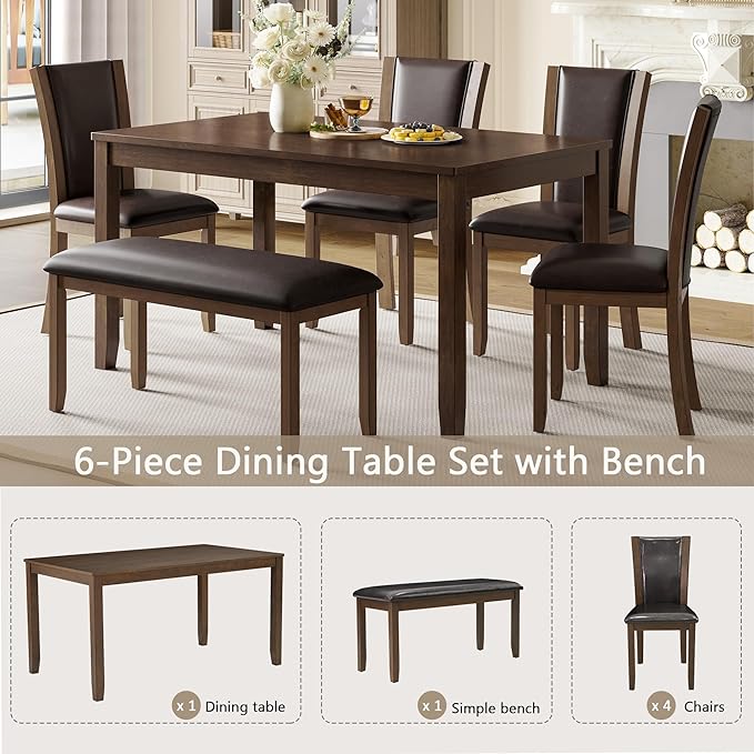soges 6-Piece Large Dining Table Set - Image 8