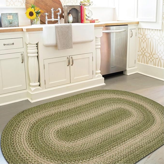 Grassland Green Oval Braided Rug, 2x3' - Image 10