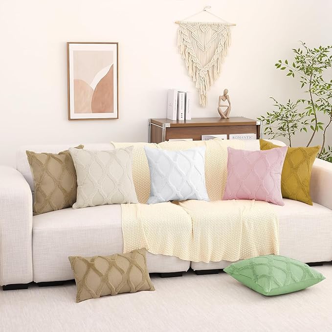 decorUhome Throw Pillow Covers 20x20 Inch Set of 2, Soft Plush Faux Fur Wool - Image 9