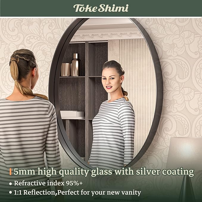 TokeShimi Oval Black Mirrors for Bathroom 22x30 Inch - Image 9