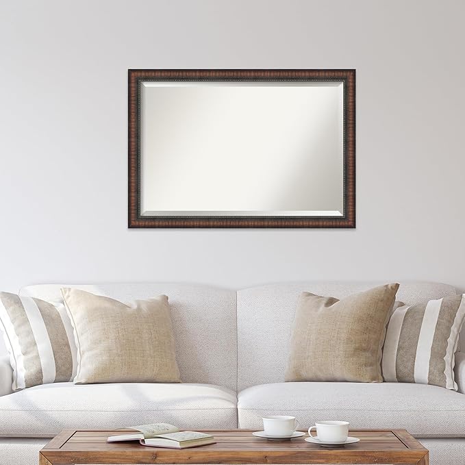 Amanti Art Brown Wall Mirror 28x40 Caleb Brown Rectangle Bathroom Mirror - Image 5