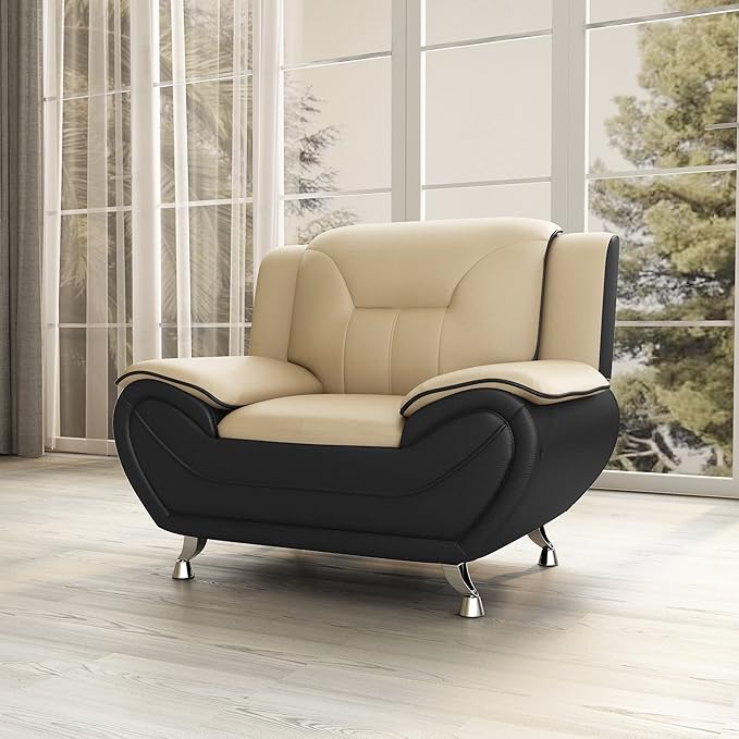 Container Furniture Direct Michael Modern Faux Leather Upholstered Stainless - Image 21