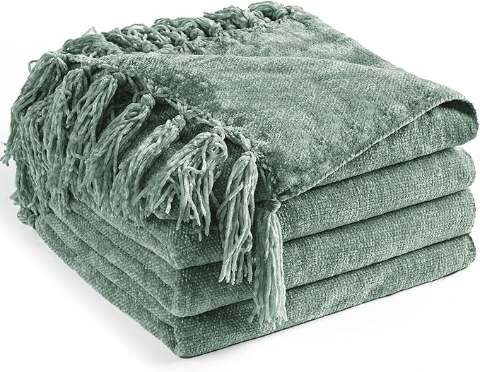 Chenille Throw Blanket for Couch 60"X 80" Twin, Soft Cozy Throws by LONGCREATE