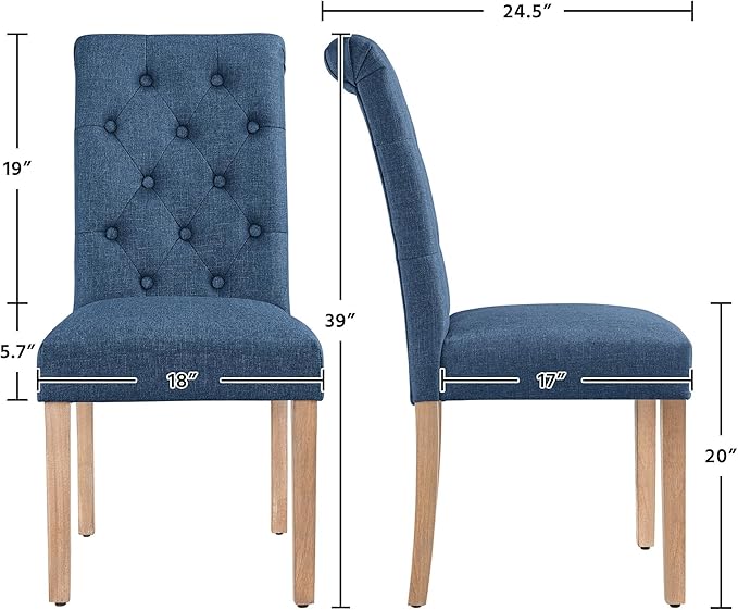 Yaheetech Dining Chairs Set of 6 Fabric Upholstered Dining Room Chairs - Image 3