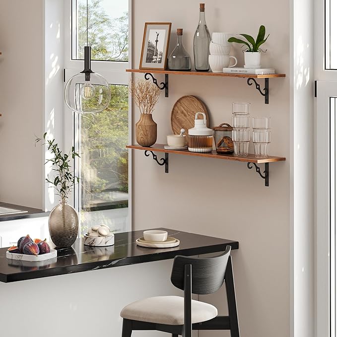 DINZI LVJ Long Wall Shelves, 31.5 Inch Large Floating Shelves Set of 2 - Image 2