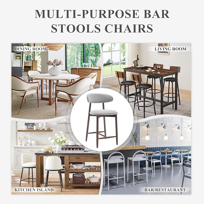 COLAMY Bar Stools Set of 2, Counter Height Bar Stools, Upholstered Counter - Image 7