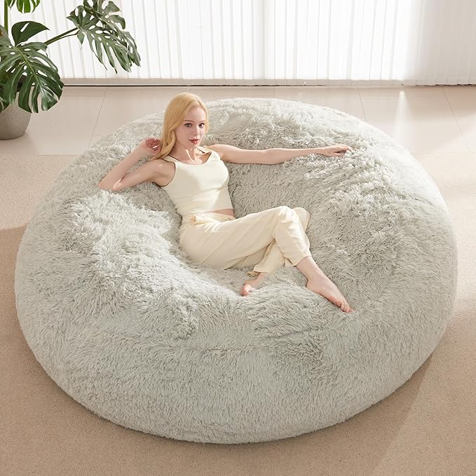 Bean Bag Covers Only, Fluffy Stuffed Beanbag Chair Covers No Filler, Washable by Unknown