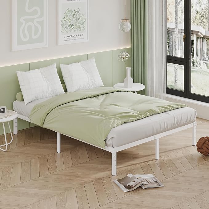 12 Inch White King Size Bed Frame, Heavy Duty King Size Platform Bed Frame - Image 6