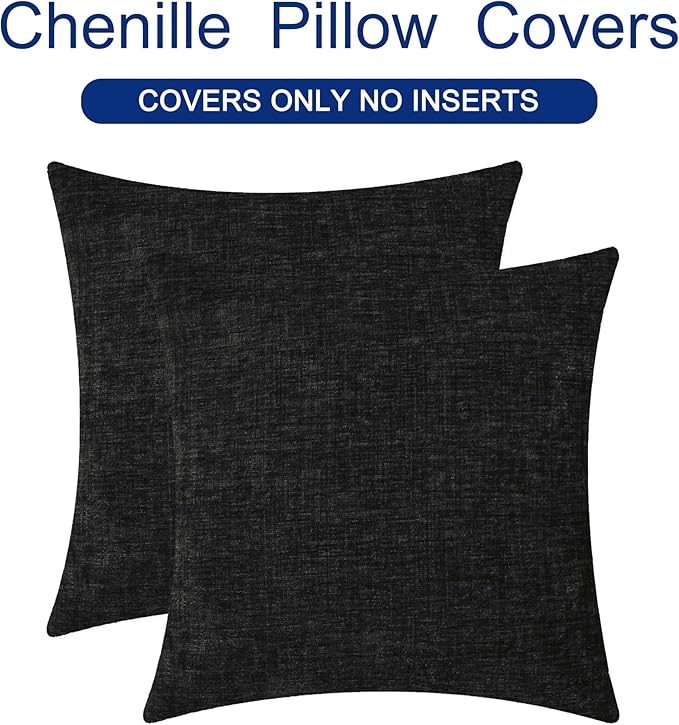 CaliTime Throw Pillow Covers Decorative 24 X 24 Inches Pack of 2 Cozy Chenille - Image 6