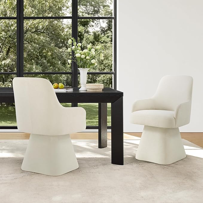 Swivel Dining Chairs Set of 2, Mid Century Modern Chairs Fabric Upholstered by Kislot