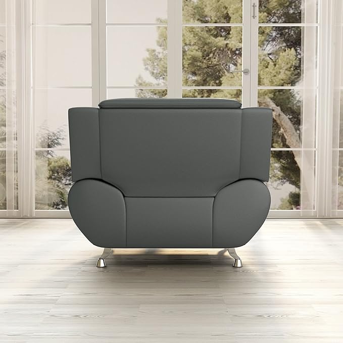 Container Furniture Direct Michael Modern Faux Leather Upholstered Stainless - Image 6