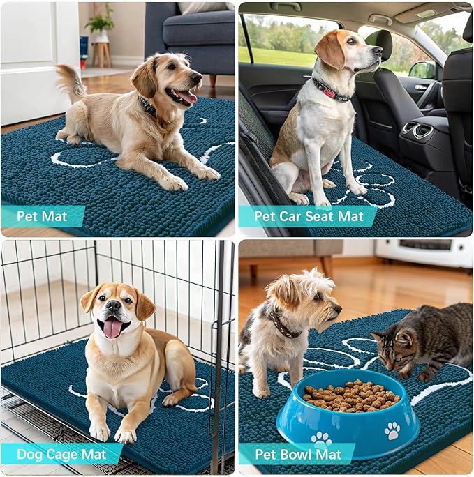 OLANLY Door Mat for Muddy Dog Paws 47x32, Absorbent Chenille Mud Doormat - Image 7