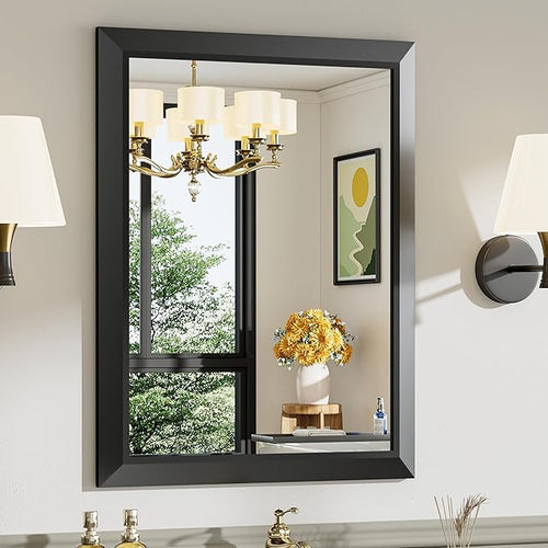 24x30 Inch Black Bathroom Mirror by Briivuemodernmirrors