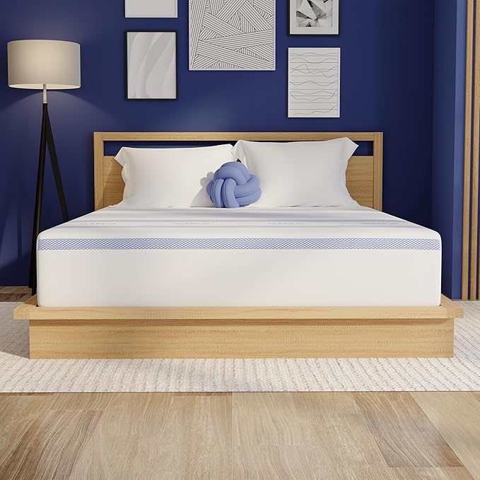 Vibe Gel Memory Foam Mattress, Fiberglass Free, 12-Inch CertiPUR-US Certified by VIBE