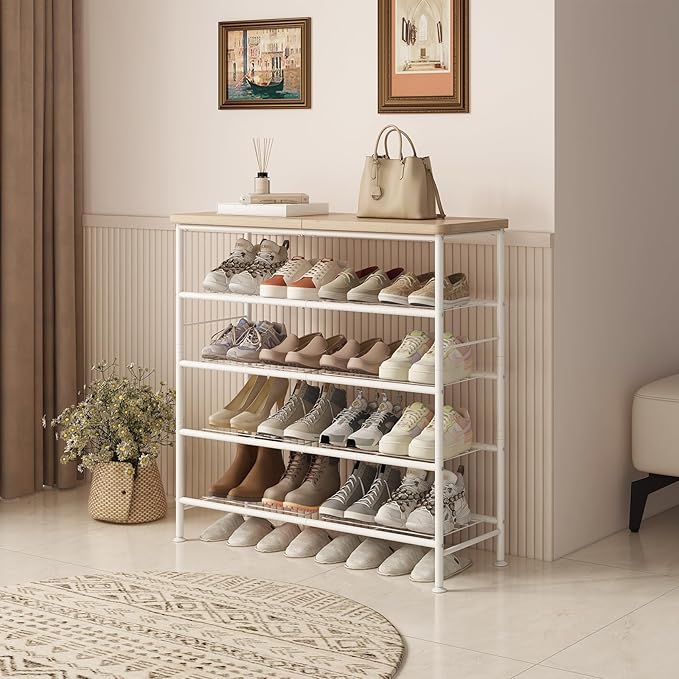 Shoe Rack Organizer 5 Tier for Closet Entryway Free Standing Metal Storage Shoe - Image 4