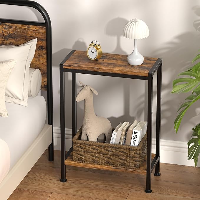 Narrow Side Table for Small Space, 2-Tier Small End Table - Image 2