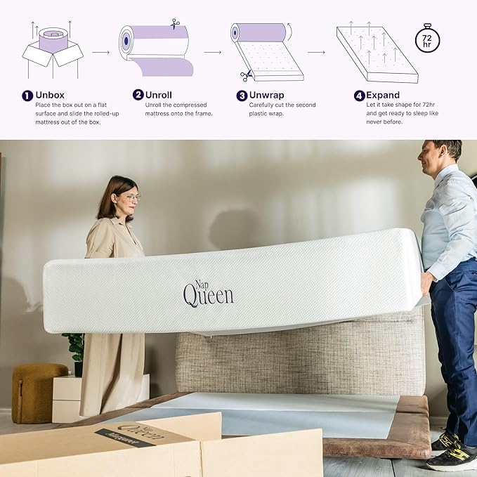 NapQueen 8 Inch Queen Size Mattress, Bamboo Charcoal Memory Foam Mattress - Image 4