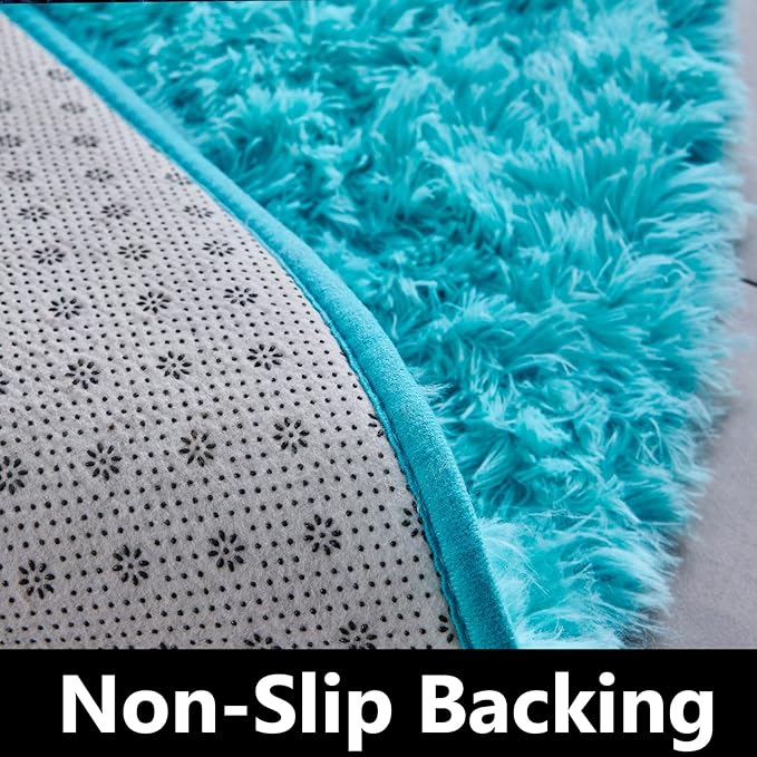 FJZFING Blue Round Rug Ultra-Soft Plush Modern 7x7 Circle Area Rug - Image 5