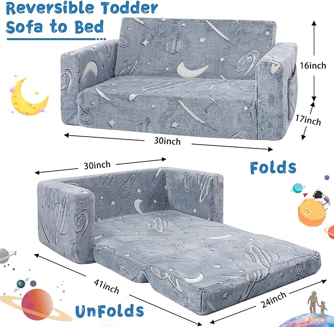Toddler Couch, Toddler Chair, 2-in-1 Baby Seat Furniture Fold Out, Convertible - Image 2
