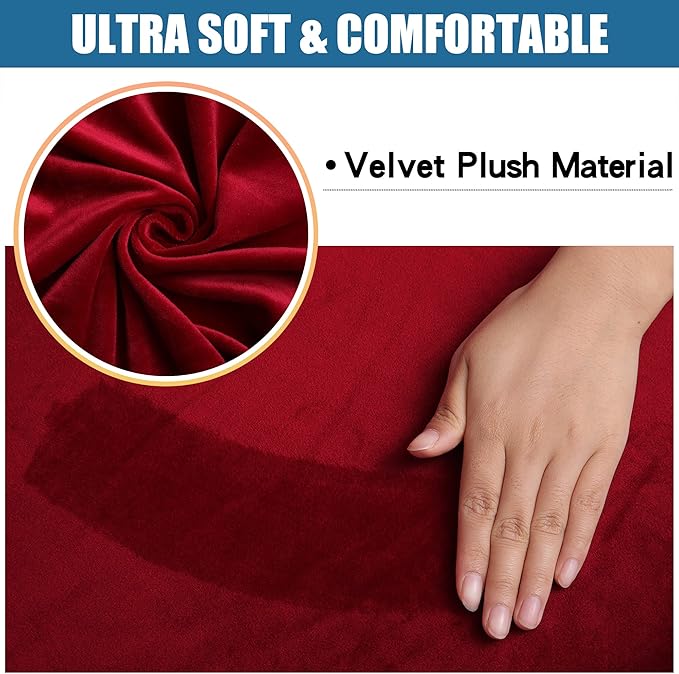 Smiry Velvet Seat Covers for Dining Room Chair Set of 2, Stretch Fit Removable - Image 2