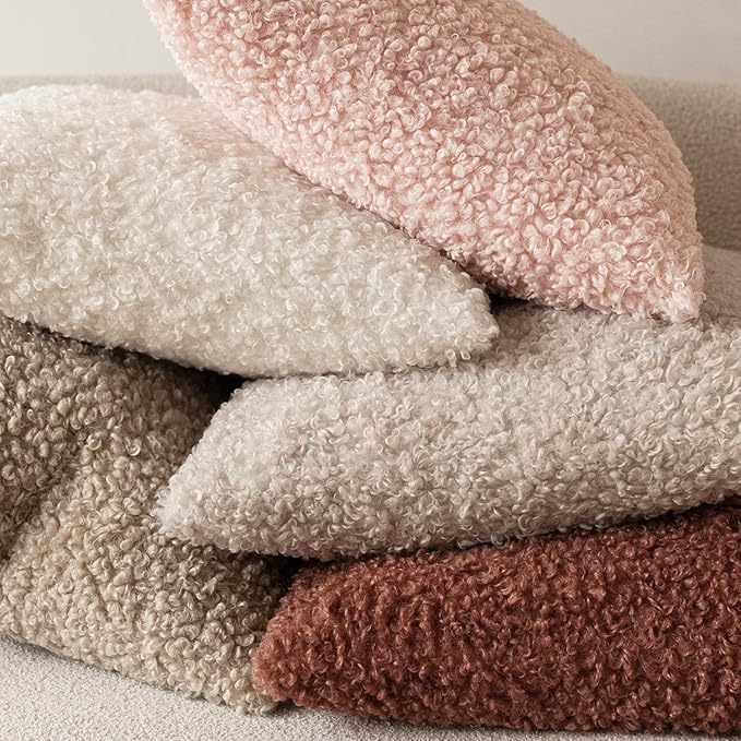 Foindtower 2 Pieces 26x26 Inch Light Pink, Faux Fur Throw Pillow Cover Accent - Image 6