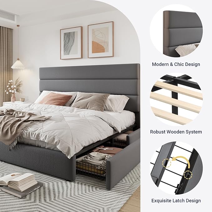 Allewie Modern Queen Size Platform Bed Frame - Image 6