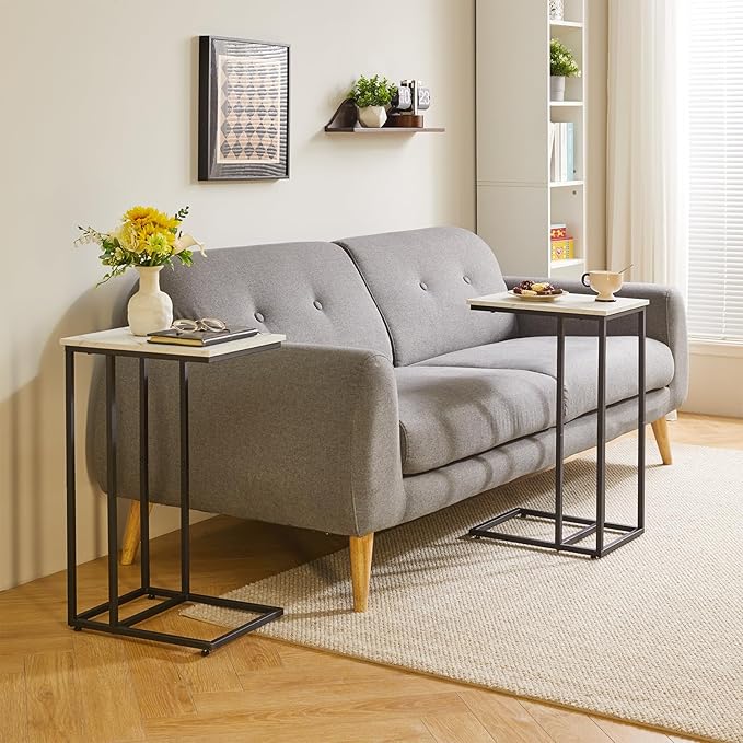 Side Table Small End Table C Shaped, Slide Under Laptop Desk - Image 2