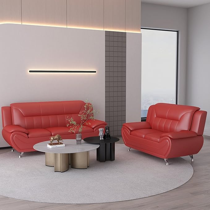 Container Furniture Direct Michael Modern Faux Leather Upholstered Stainless - Image 3