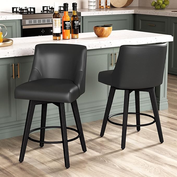 Counter Height Bar Stools Set of 2, Modern Swivel Barstools by ErdoruLiving
