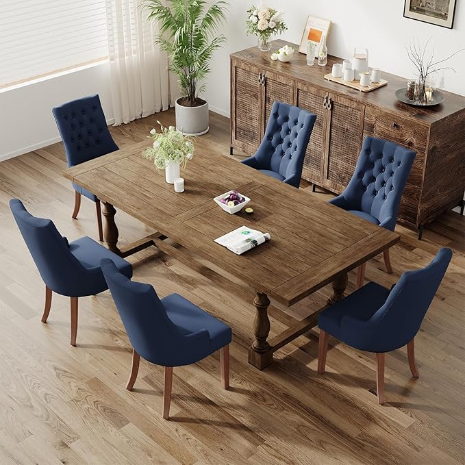 COLAMY Wingback Upholstered Side Dining Room Chairs Set of 2, Fabric Dining - Image 8