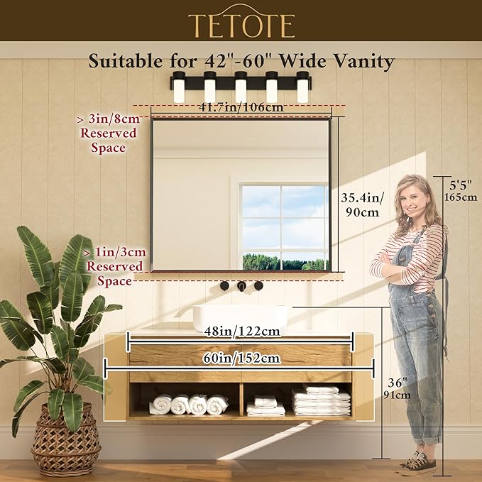 TETOTE Brushed Gold Frame Mirror - Image 5