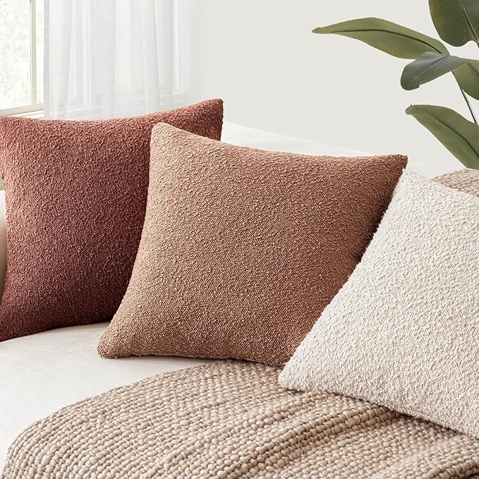 Foindtower Pack of 2 Textured Boucle Throw Pillow Covers Accent Solid Pillow - Image 6