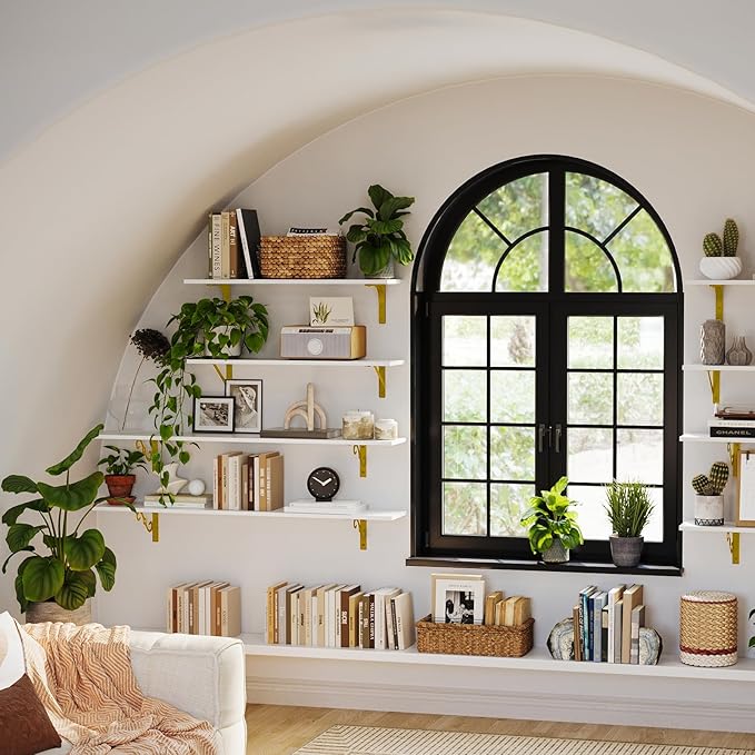 DINZI LVJ Long Wall Shelves, 47.3" Wall Mounted Shelves Set of 4, Wide Floating - Image 9