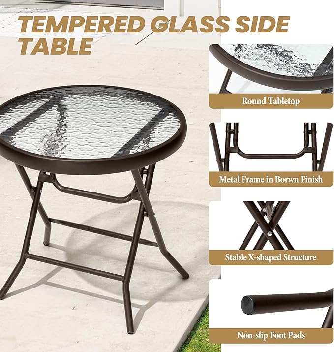 Foldable Patio Side Table Set of 2 - Image 5