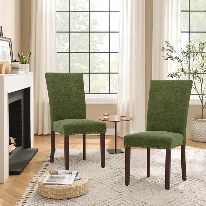 Parsons Dining Chairs Set of 4, Upholstered Nailhead Dining Room Kitchen Side - Image 7