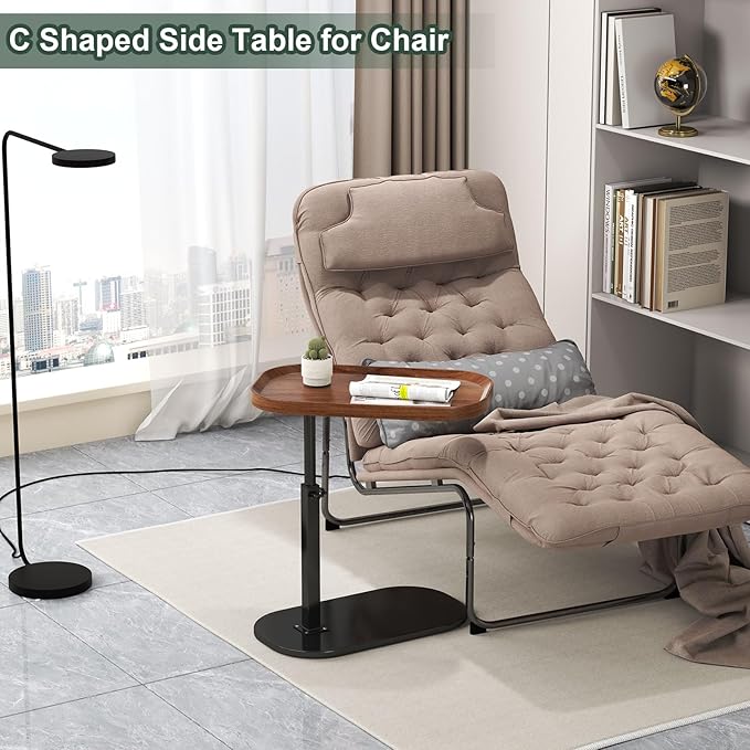 C Shaped Side Table Adjustable Height, 360°Swivel C Shaped End Table, Couch - Image 5