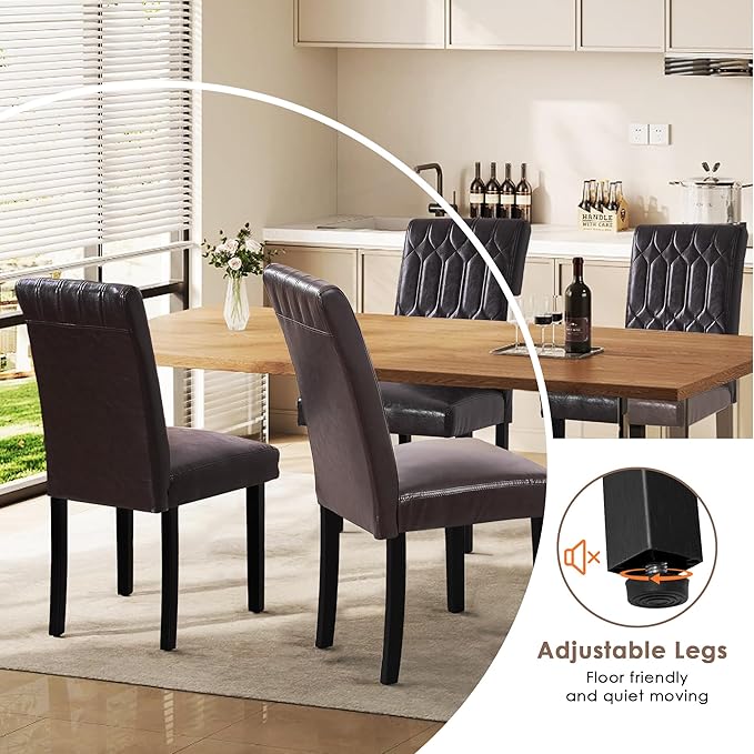 VECELO Upholstered Dining Chairs Set of 2, Modern PU Leather Accent Parsons - Image 6