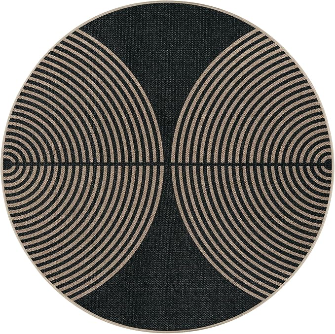 Lahome Modern Rainbow Round Rug 4ft, Circular Indoor Outdoor Kitchen Rug - Image 6