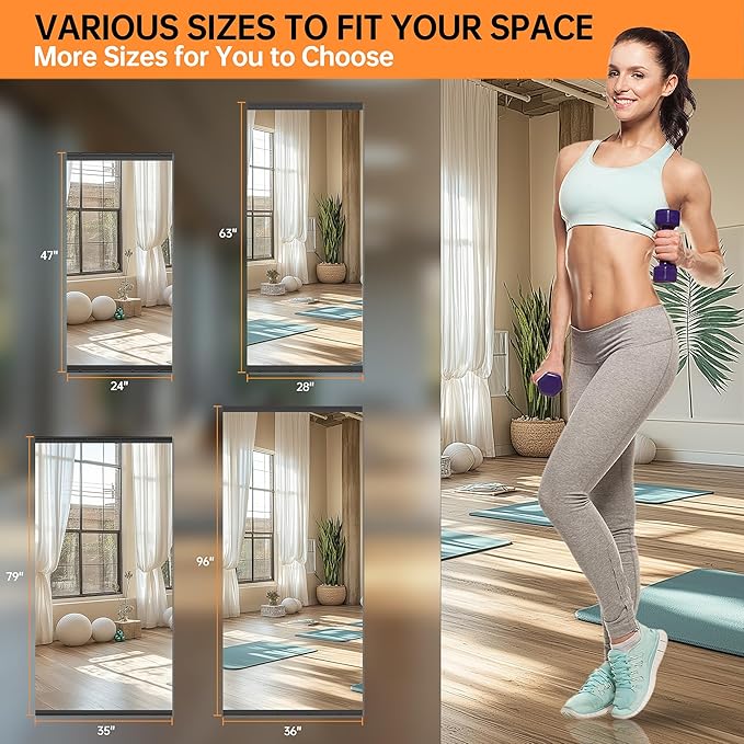 Hasipu 2 Pcs 79''x35'' Home Gym Mirror Large Full Length Wall Mounted Full Body - Image 8